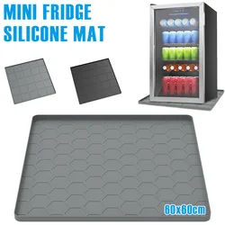 Mini Fridge Silicone Mat 60x60cm Under Washing Machine Mat Non-slip Mini Drip Pan with Raised Edges Anti scratch Floor Protector
