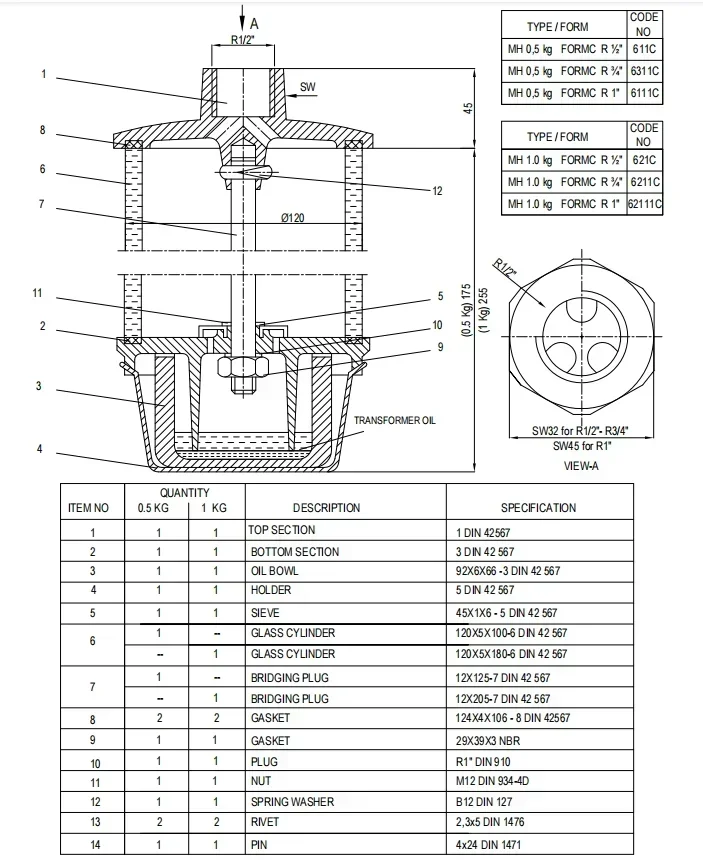 

Excellent Transformer Breather Form C Silica Gel Moisture Absorber Dehydrating Breather For Oil Transformer