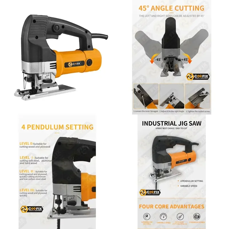

【CHIMU HOME】 650W 65mm Mini Rotary Jigsaw for Wood Cutting DIY Projects