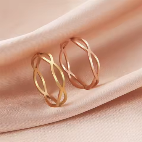 Stainless Steel Silver Color 8 Word Finger Ring for Women Minimalist Geometric Cross Pattern Gold Color Jewelry Bijoux Birthday
