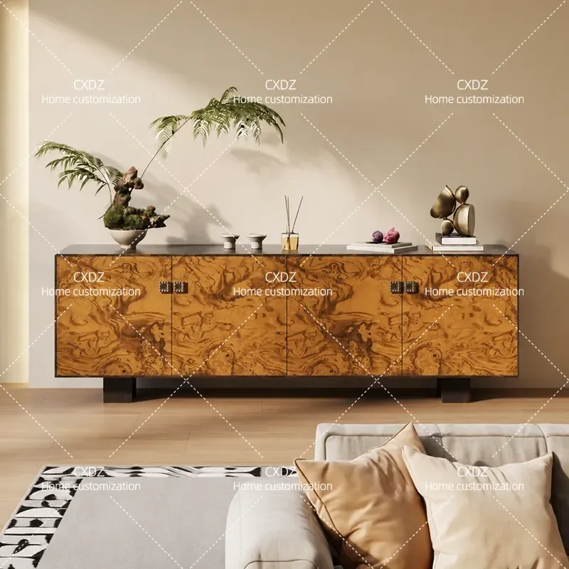 Medieval Style Home Entrance Cabinet Retro Dining Sideboard Wabi Sabi Main Hall Decorative Wall Mounted TV Console Storage