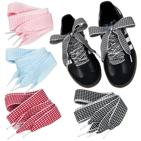 1pair Trendy 2.5Cm Width British Style Lattice Shoelaces DIY Beauty Traning Shoes Casual Sports Leather Shoes Laces Strings