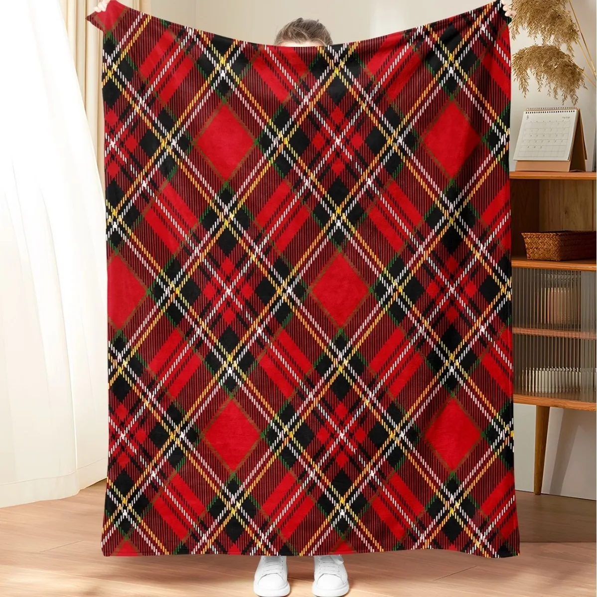 

Christmas Scene Buffalo Plaid Flannel Blanket Warm And Soft Sofa Blanket Flannel Nap Blanket Living Room Office Bedroom Cartoon