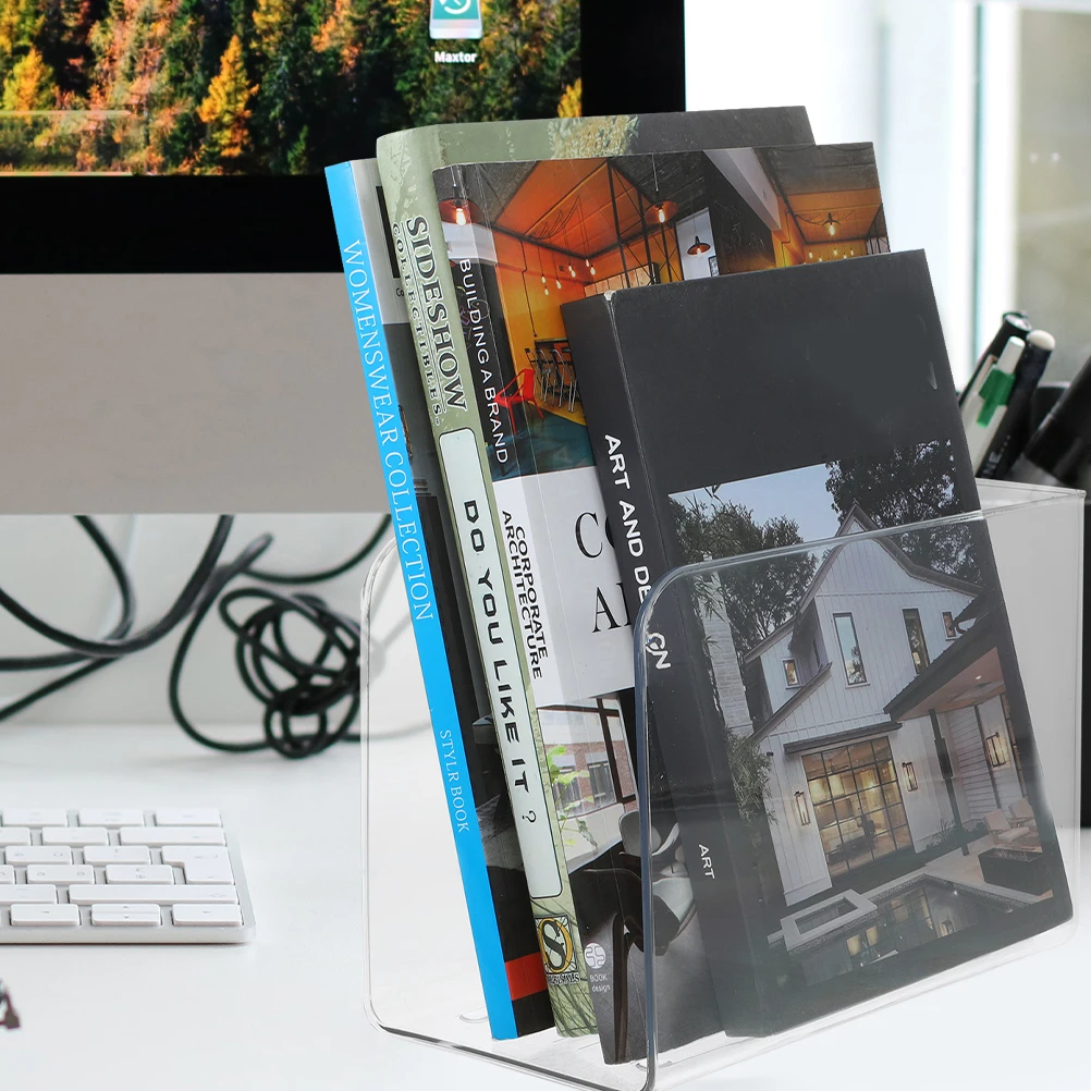 

2 Pcs Bookshelf Bookcase Holders for Shelves Acrylic Desk Accessories Stand Office Reading