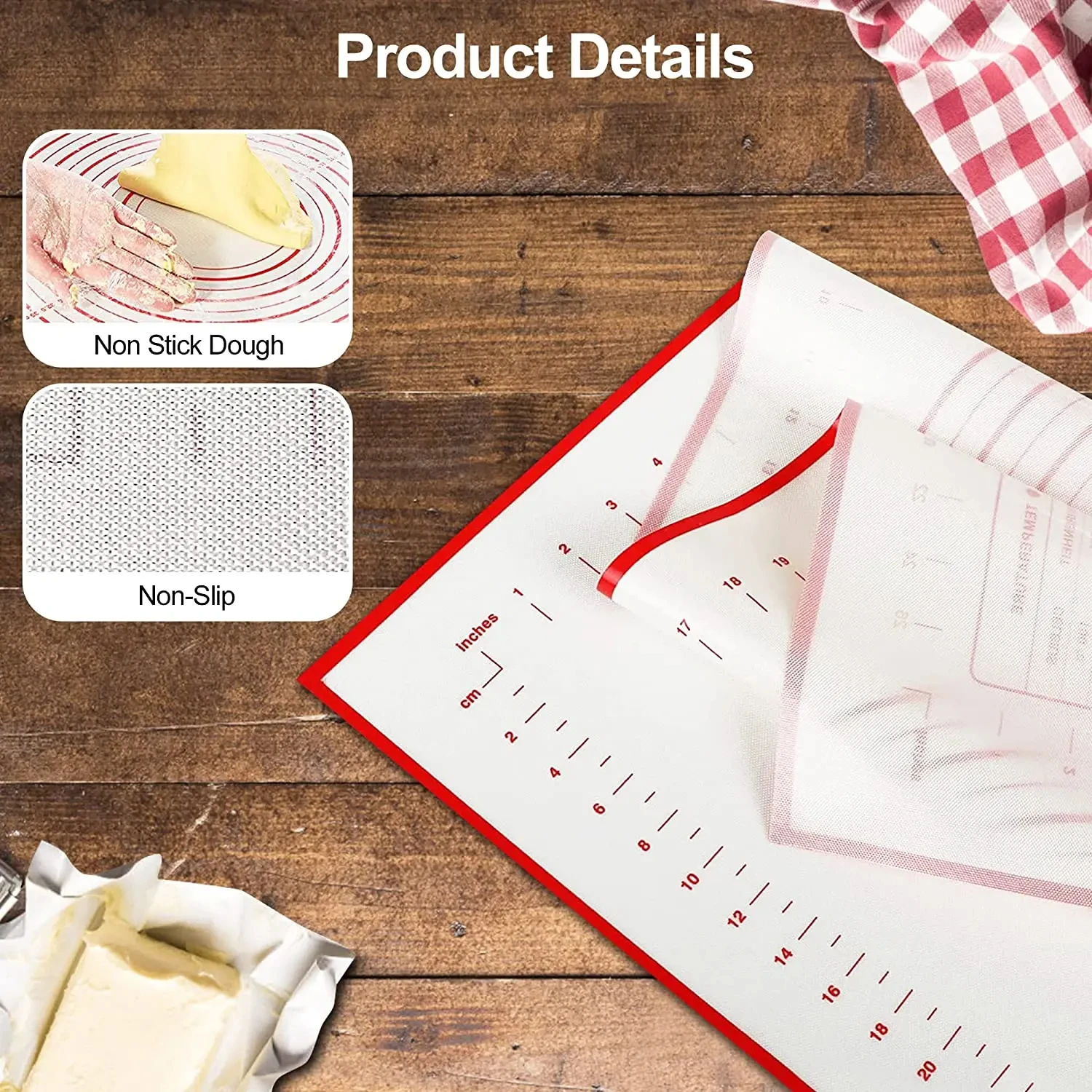 Oversize 80/70/60cm Silicone Baking Mat Pastry Rolling Kneading Pad Kitchen Crepes Pizza Dough Non-stick Pan Pastry mat