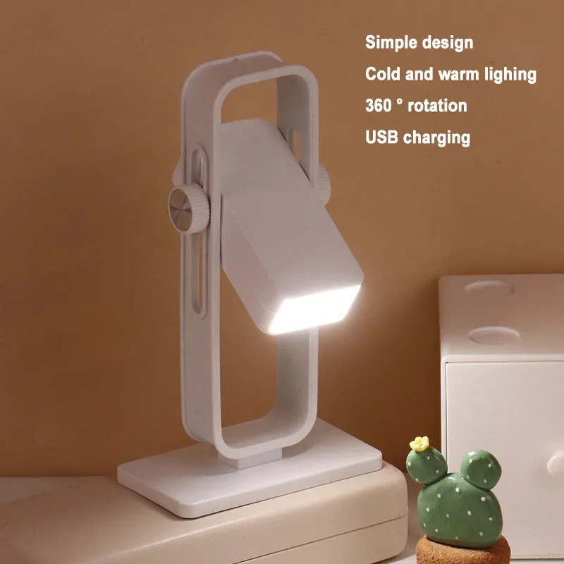 LED Night Light USB Rechargeable Warm Book Light Rota Reading Light Eye Protection Desk Light Bookmark Bedroom Read Lamp