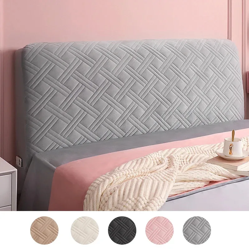 Velvet Bed Head Cover Thicken Soft Plush Quilted Back Protection Dust For Home Hotel All-inclusive Elastic Solid Headboard Cover