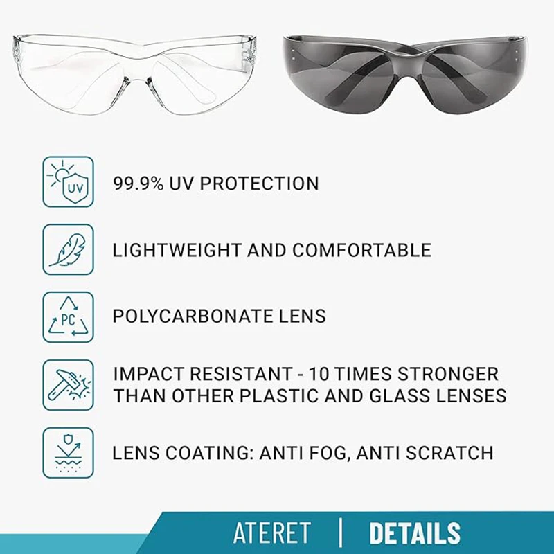 Clear Safety Glasses for Men Safety Goggles with Scratch Impact Resistant Meets Standard