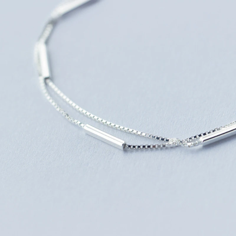 Modian New Arrive Simple Fashion 925 Sterling Silver Geometric Stick Bracelet for Women Snake Bone Chain Fine Jewelry Girl Gift