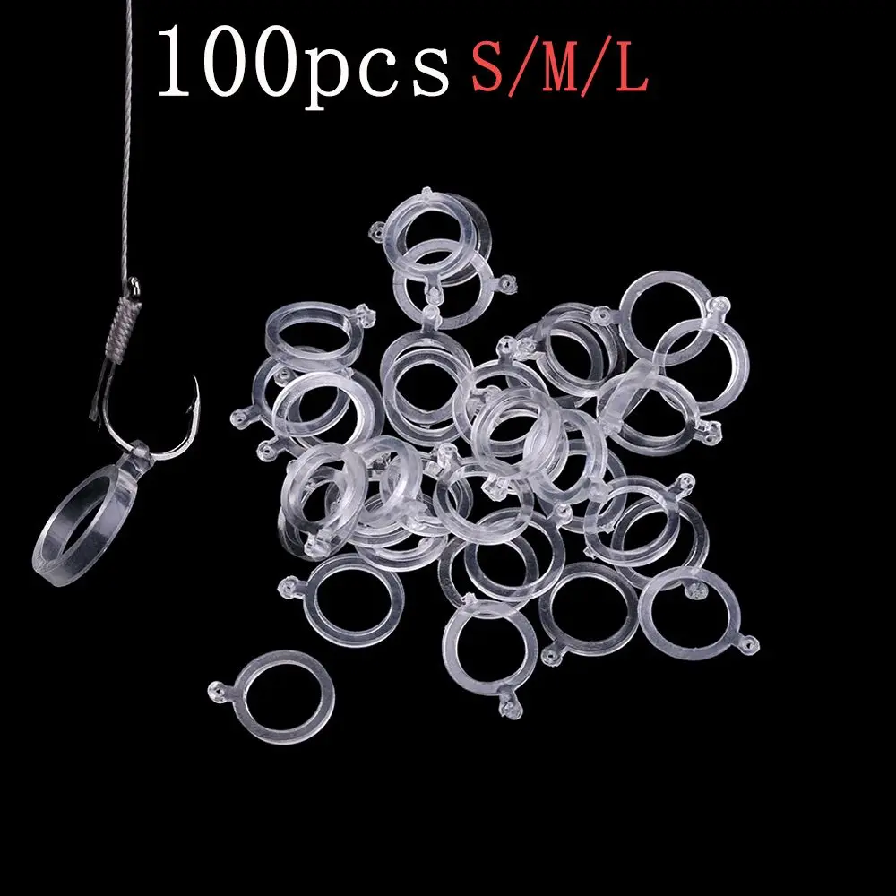 100pcs White PE Pellet Lure Bait Bandage Elastic Baitbands for Carp Fishing Pellets Bait Bander Holder Boilie Stops Fishing Tool