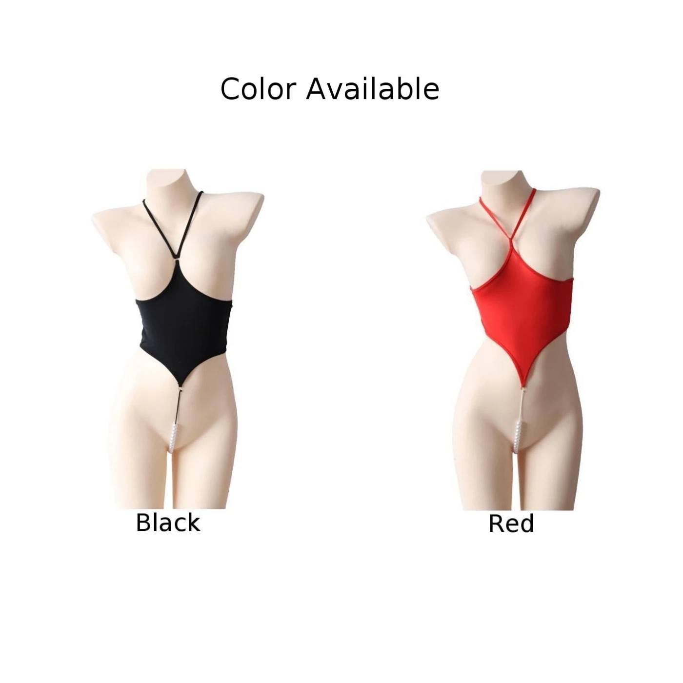 Womens Sexy Lingerie See Through Ice Silk Bodysuit Pearls Thin Straps Hollow Breathable Leotard Intimate Lingerie Flirting