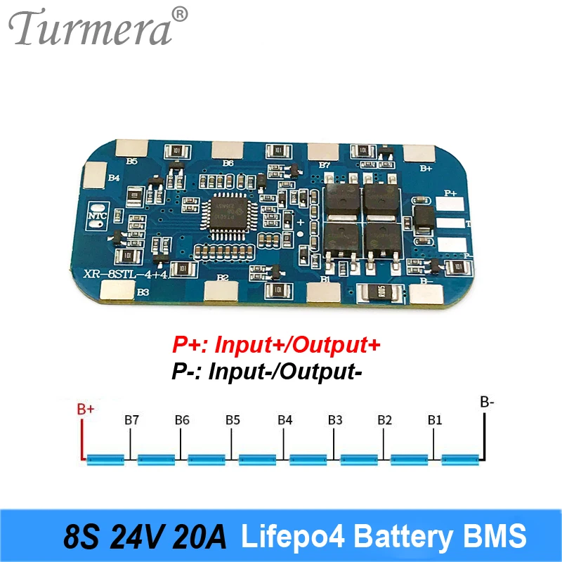 Turmera 8S 24V 29,2 V 20A Lifepo4 batería BMS Balance Protected Board para 18650 32650 32700 33140 litio hierro fosfato uso celular