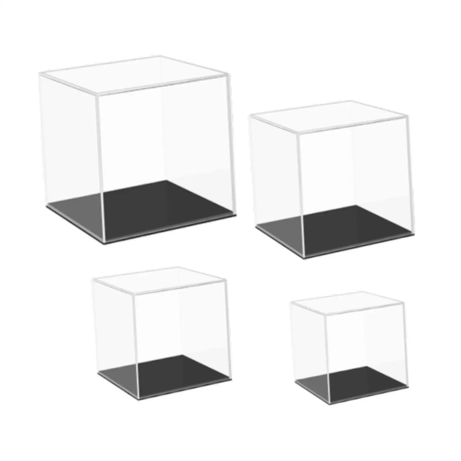 4x Transparent Acrylic Box Flip Display Box Protector Dustproof Cover Processing Keepsake Souvenirs Toys Dolls Action Figures