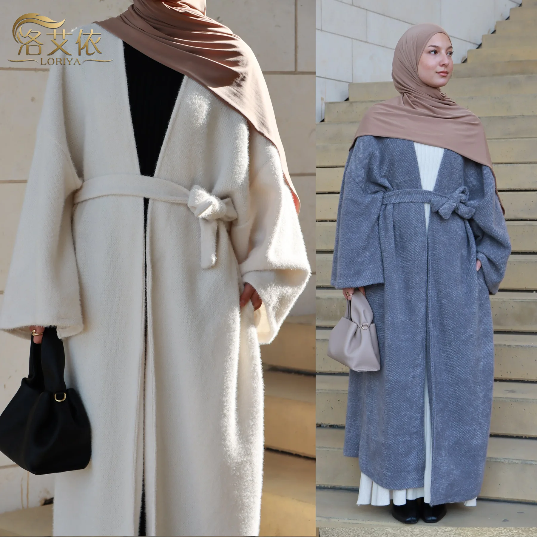 

Женское Абая 2026, Ид Рамадан, кимоно, кардиган, Дубай, кафтан, мусульманское платье, исламская одежда, теплая массивная шерсть, полиэстер, зимние абайи