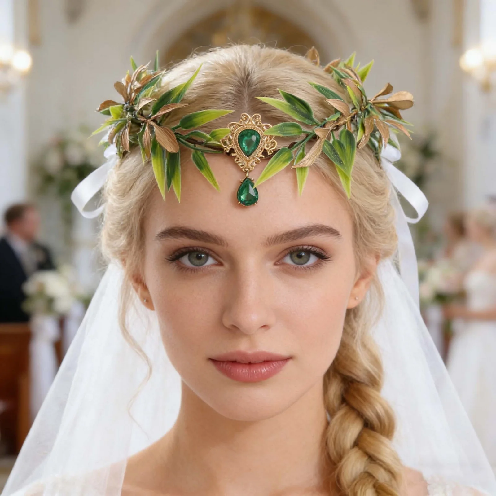 Feenhafte Rankendesigns Krone Diadem Strass-Verzierte Elfen-Tiara Vintage Grünes Blatt Barock-Stil Stirnband Fantasy-Kopfschmuck