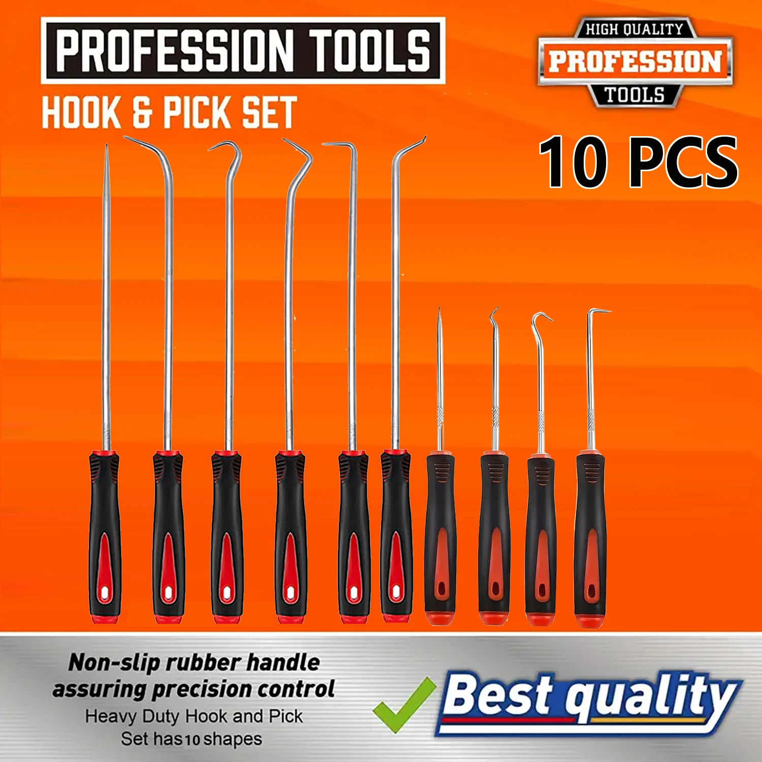 10-Pack Precision Car Oil Seal Screwdriver Set O-Ring Gasket Puller Removal Tool Pick Hook Durable Tool