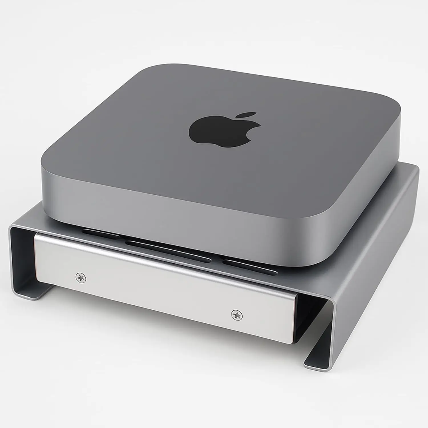 

Aluminum Stand with Cooling Fan for Mac mini - Silver, Heat Dissipating Desktop Organizer for Router, Switch, TV Box, Mini PC