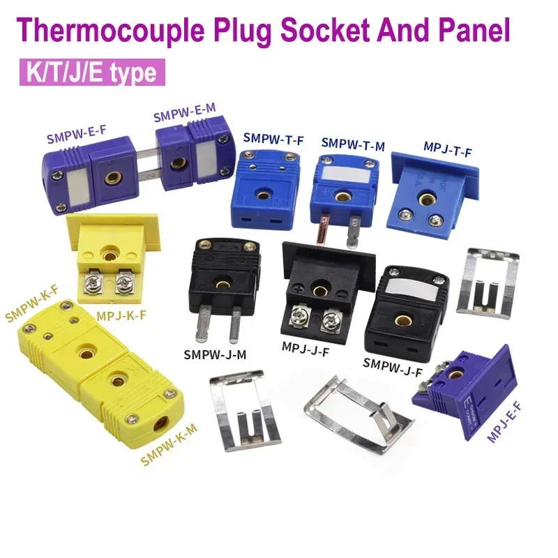 1Pcs K/T/J/E Type Thermocouple Plugs and Sockets Sensor Panel Mount Thermocouple Miniature Socket & Plug WIre Connector