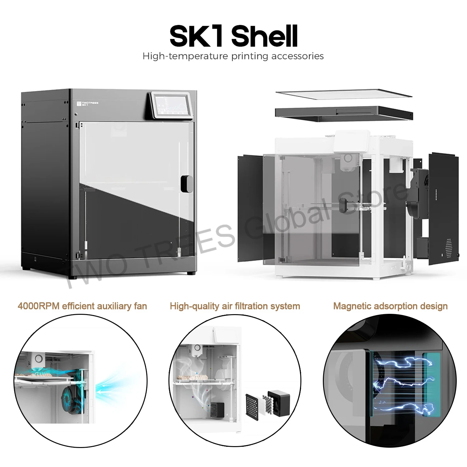 TWO TREES SK1 High-speed 3D Printer Parts Acrylic Enclosure Kit With Cooling Assistance/Air Filtration/Dust-proof/Insulation ﻿