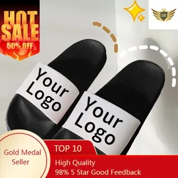 Custom with Logo  Men  Personalized Shoes Gift Flip-Flops Custom Brand  Unisex  Home Shoes Slippers