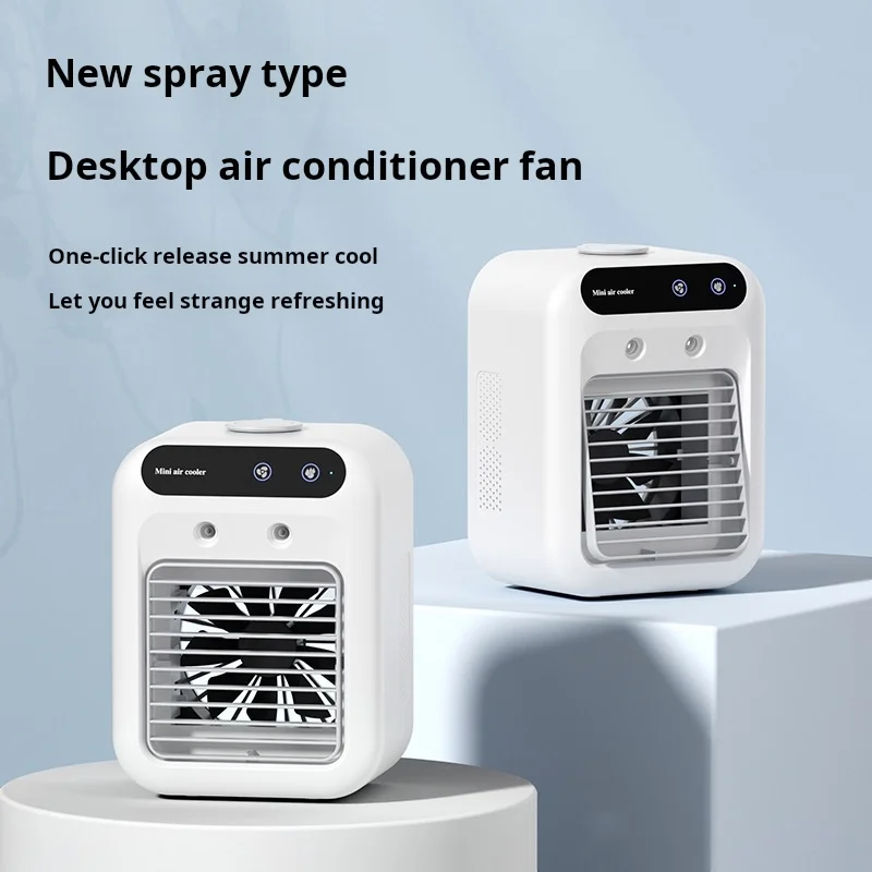 Mini USB Desk Fan Portable Quiet Cool Air Conditioner for Bedroom Home Use with Humidifying Spray Function Tabletop Fan image 6