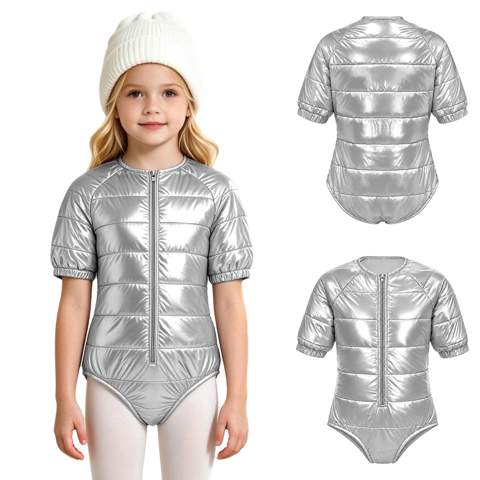 Children Water Resistant Padded Bodysuit Kids Boys Girls Skiing Jumpsuit Figure Skating Ballet Dance Leotard Warm Bodysuit