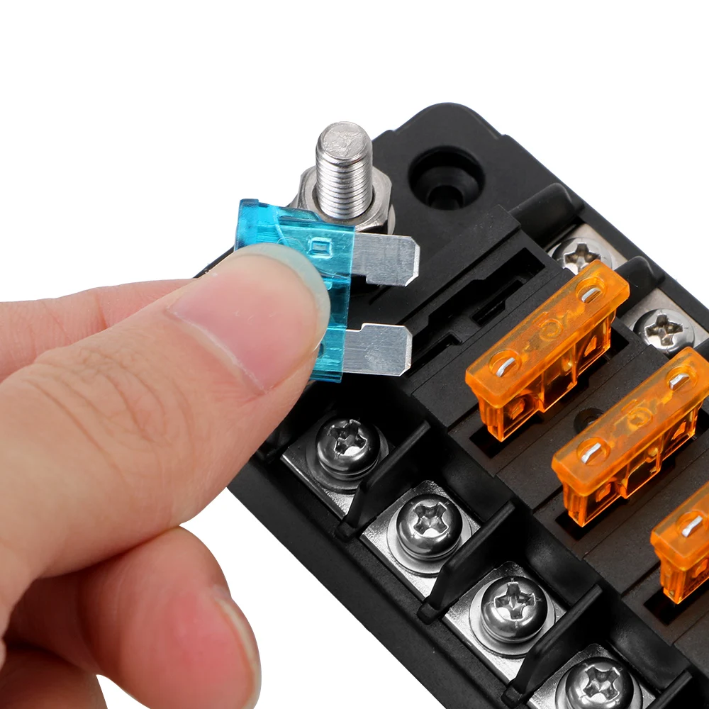 For Auto Car Marine Trike Flame Retardant 32V 75A Fuse Box Holder 6 Ways 12 Ways Blade Fuse Block With Double Fuses