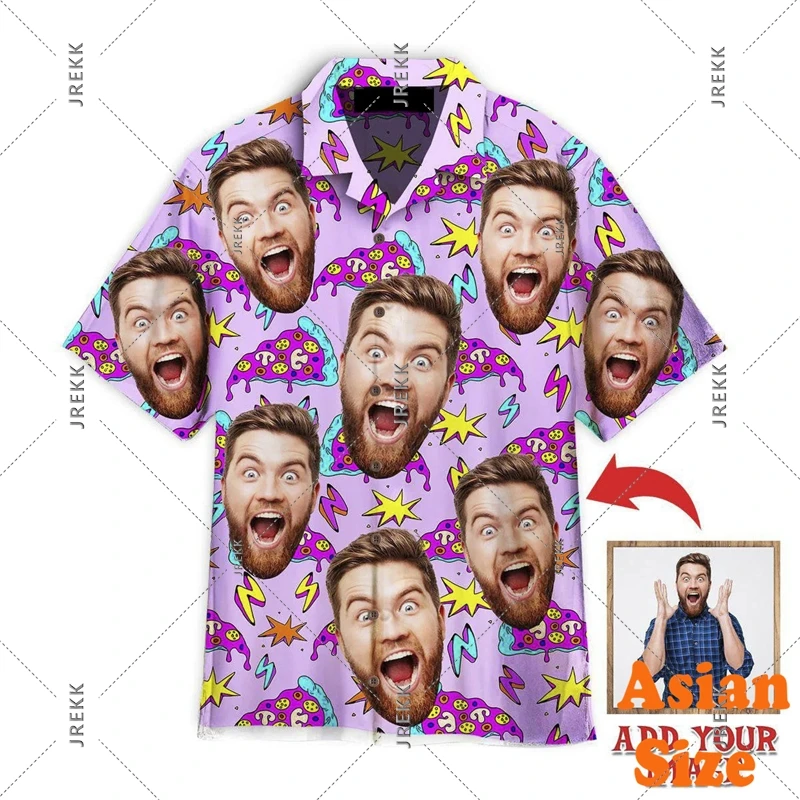 อารมณ์ขันตลกภาพที่กําหนดเองเสื้อฮาวาย DIY บุคลิกภาพปุ่มเสื้อของขวัญวันเกิดเหมาะสําหรับคู่ Novelties 2025 เสื้อ