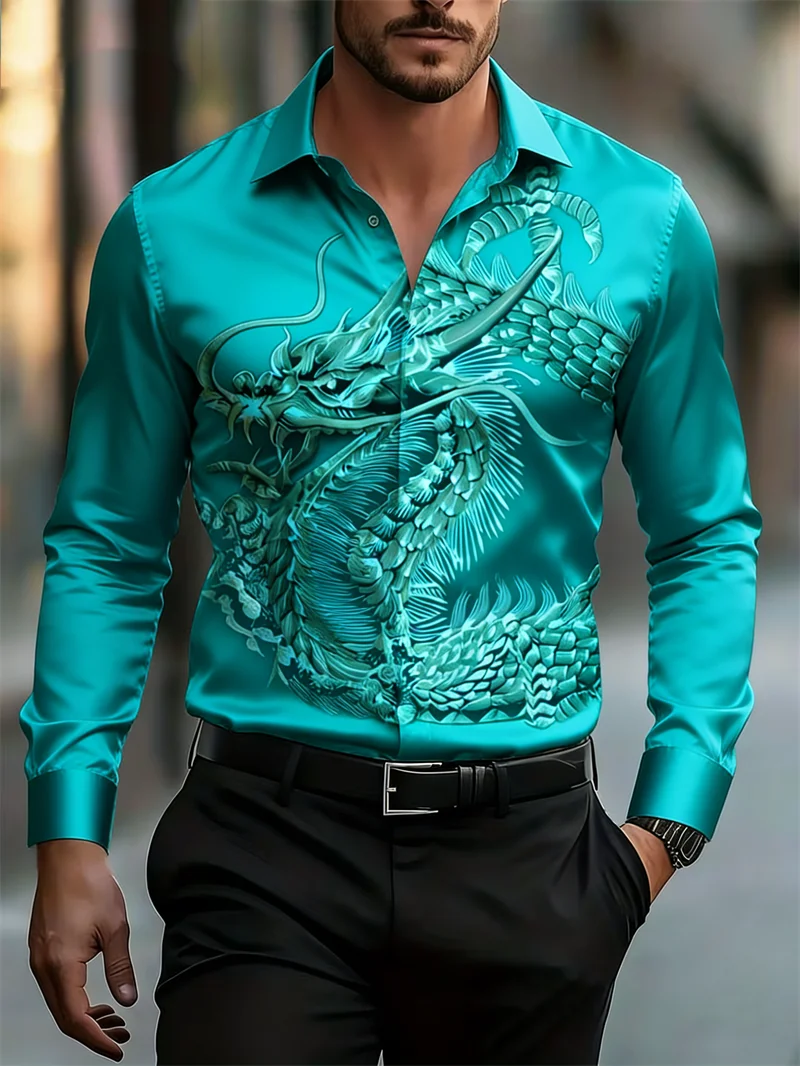 

New retro watercolor floral men's long sleeved shirt with oil painting style, casual and personalized floral shirt