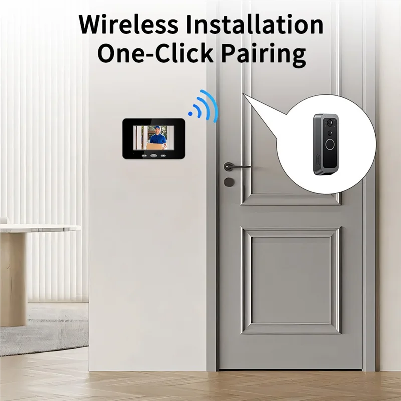 ABDJ-Video Door Viewer Wireless Intercom Doorbell Smart Home Security IR Night Vision Waterproof Door Camera No Need Network