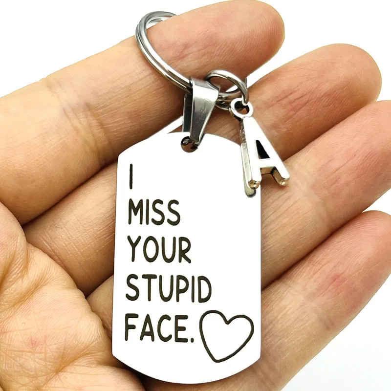 I Miss Your Stupid Face Keychain Couples Gift for Best Friend Boyfriend Girlfriend Wife Husband Gift Anniversary Present for Her