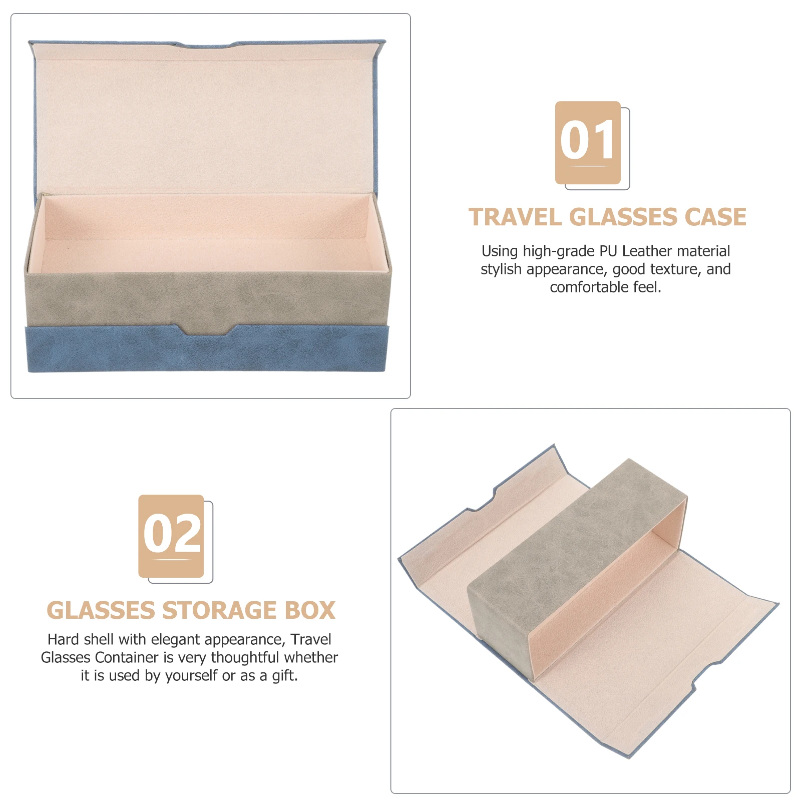 

Double Glasses Case 2-In-1 Hard Shell Eyeglass Holder Travel Sunglass Case For Multiple Glasses Large Capacity Lightweight