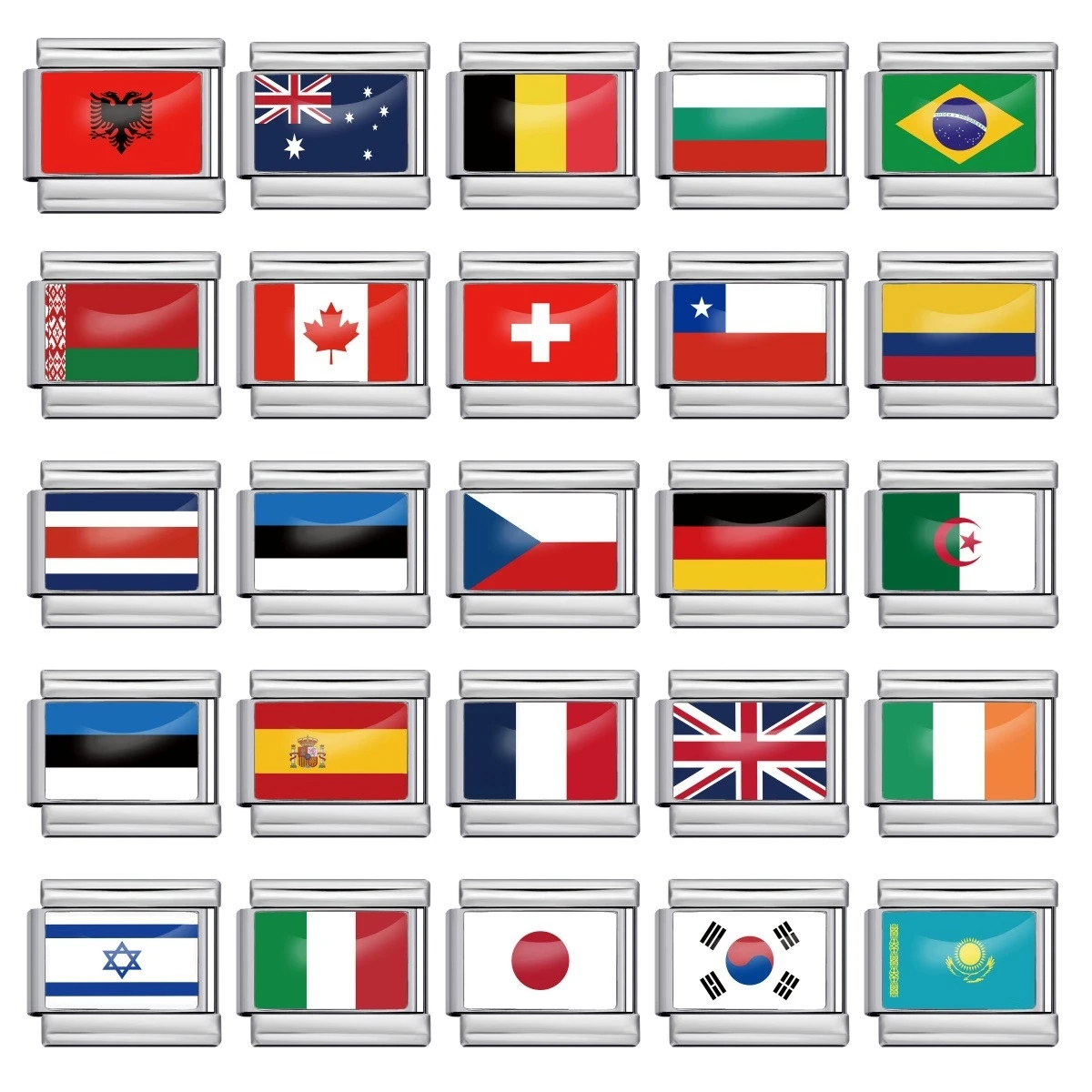 Bracelet à breloques italien en acier inoxydable, drapeaux du monde polonais, breloque modulaire classique de 9mm, bijoux personnalisés, cadeau