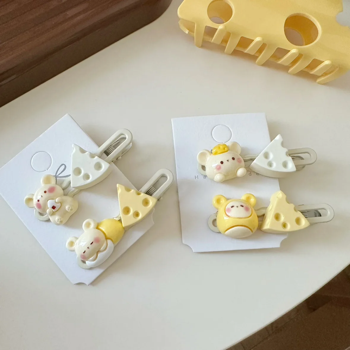 Пара-заколок-для-волос-sweet-mouse-cheese-кремового-цвета-для-боковых-прядей-нескользящие-мягкие-легкие-прочные-на-каждый-день