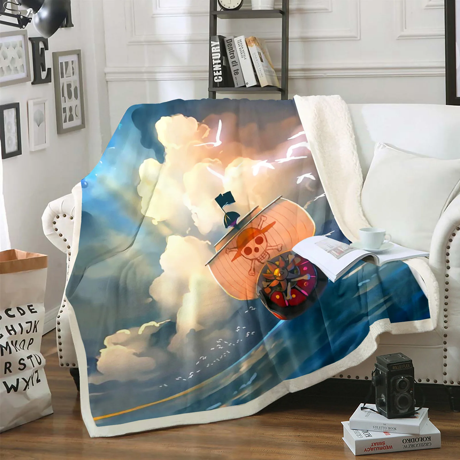 One Piece Anime Blanket For Winter Furry Microfiber Fabric Home Travel Airplane Bed Blankets And Throws Luxury