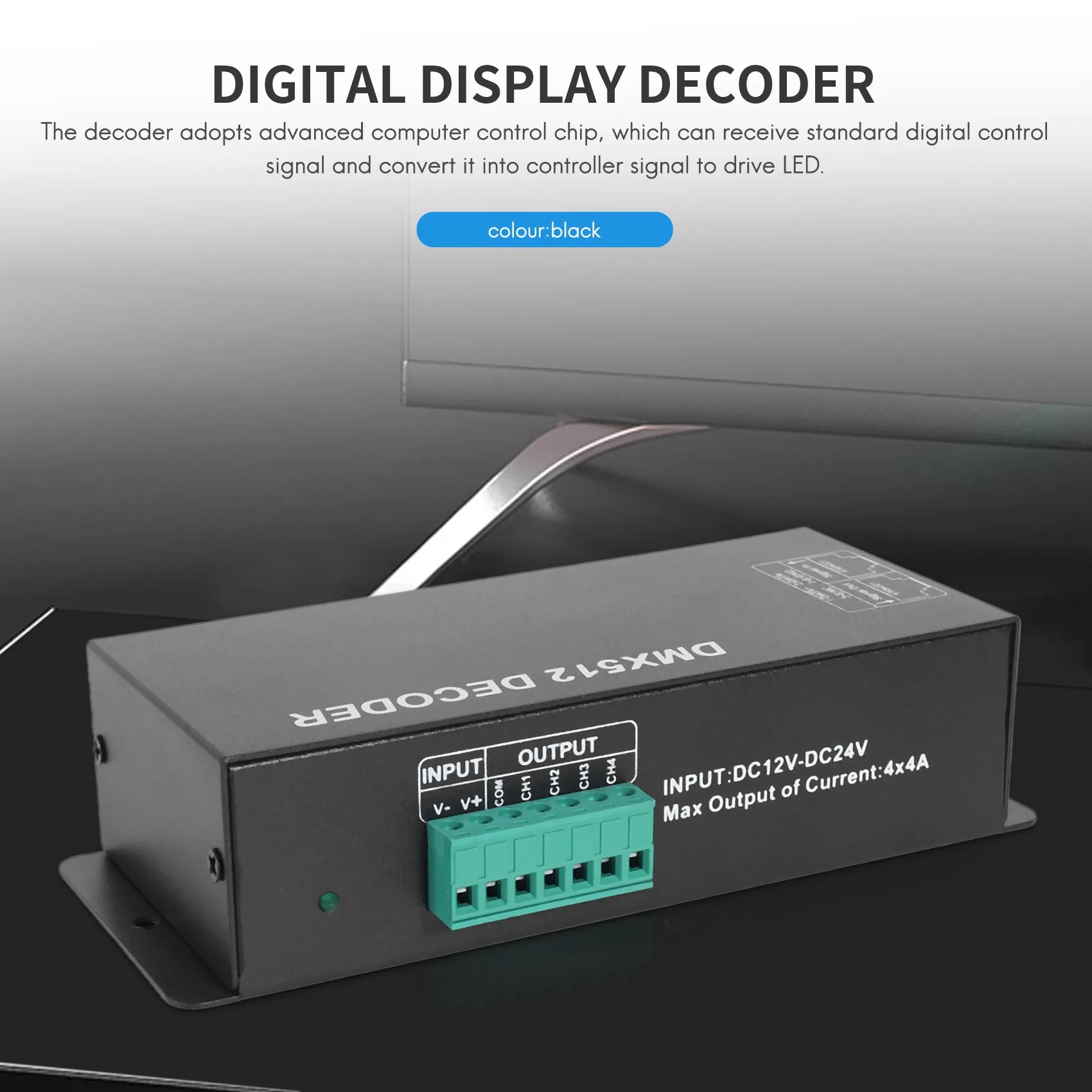 

Dmx 512 Digital Display Decoder,Dimming Driver Dmx512 Controller For Led Rgbw Tape Strip Light Rj45 Connection Dc12-24V 20A (4 C