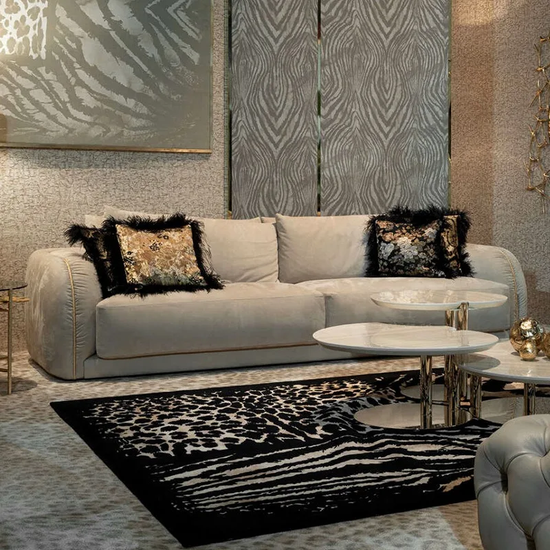 Frosted cloth sofa, living room household small apartment frosted leather straight row sofa