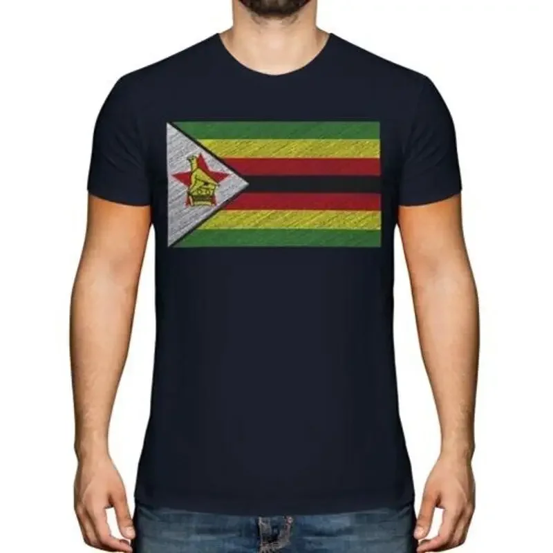 Zimbabwe Scribble Flagge Herren T-Shirt Geschenk Simbabwe Fußball
