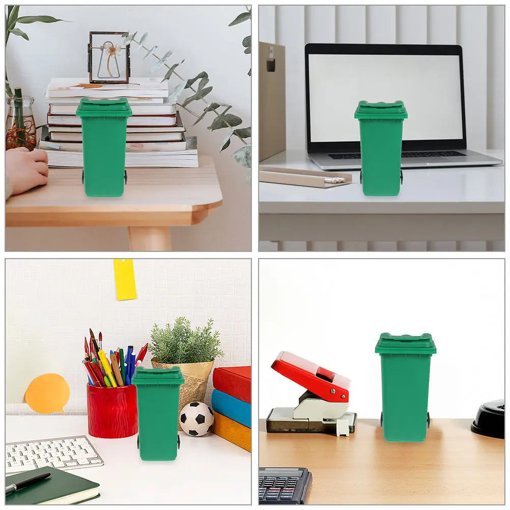 6Pcs Multi-Functional Desktop Pen Holders Small Trash Can Storage Bin with Lid for Office Home Kitchen Desktop Waste Container