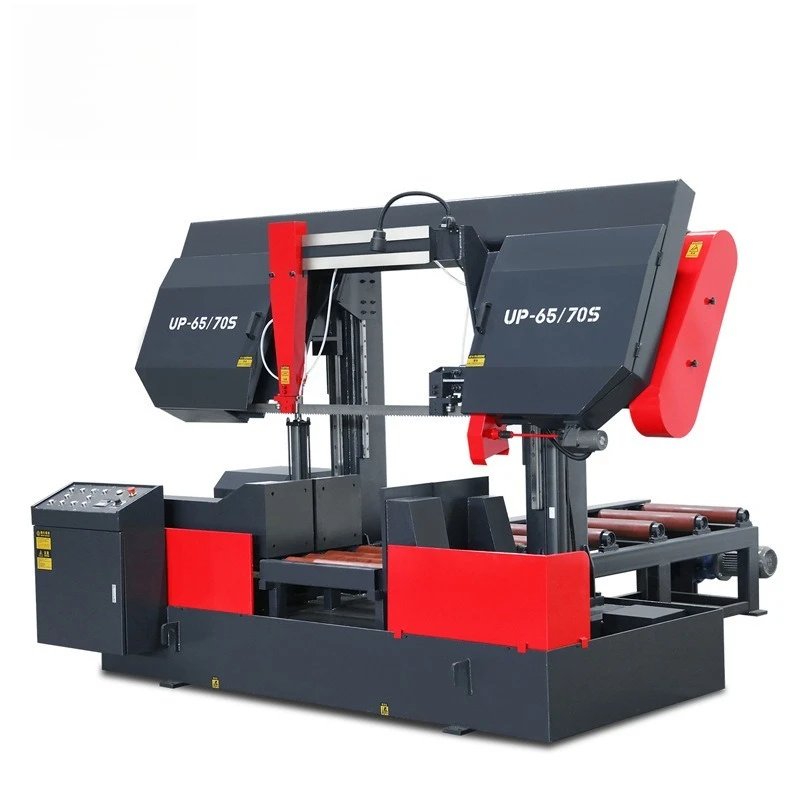 Gantry band sawing machine, double column gantry wire gauge structure, electric feeding automatic cutting