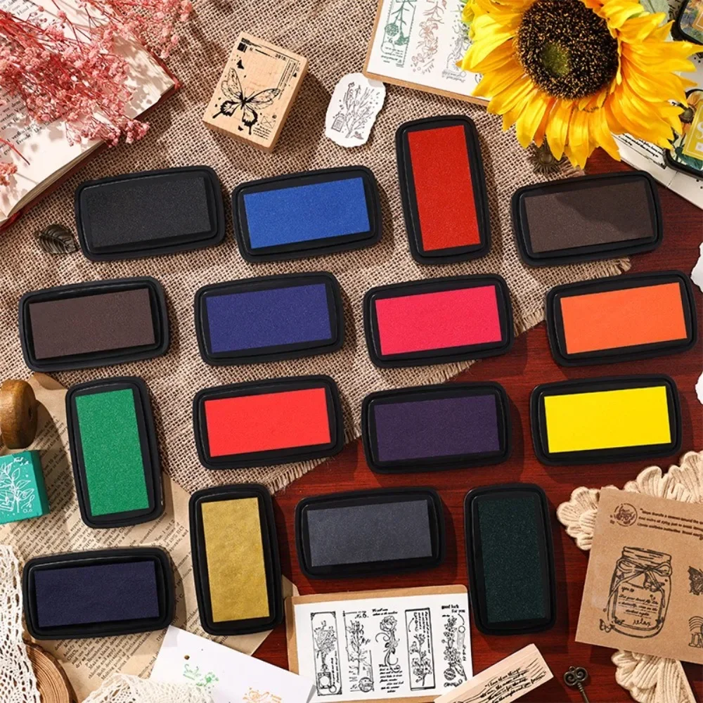 Portable Colorful Ink Pad Easy to Use Rectangular Inkpad School Accessories Student Supplies for Planner Stamps Scrapbook