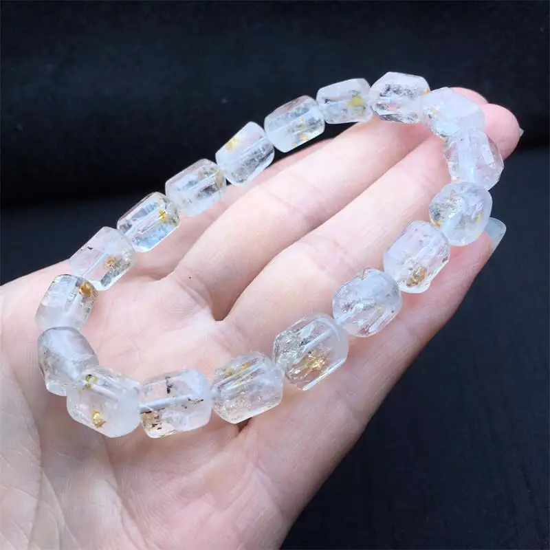 9MM Natural Herkimer Diamond Bucket Bead Bracelet Charms Handmade Fortune Energy Mineral Woman Amulet Jewelry Gift 1PCS