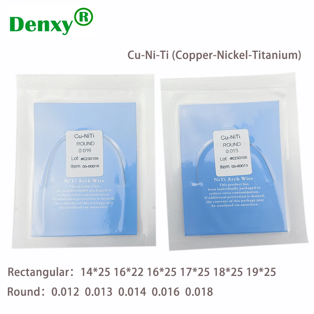 Denxy 10pc Cu-NiTi Archwire With Stops Dental Wire Orthodontic Archwire Niti Wire Copper 35˚ Round / Rectangle Damon form