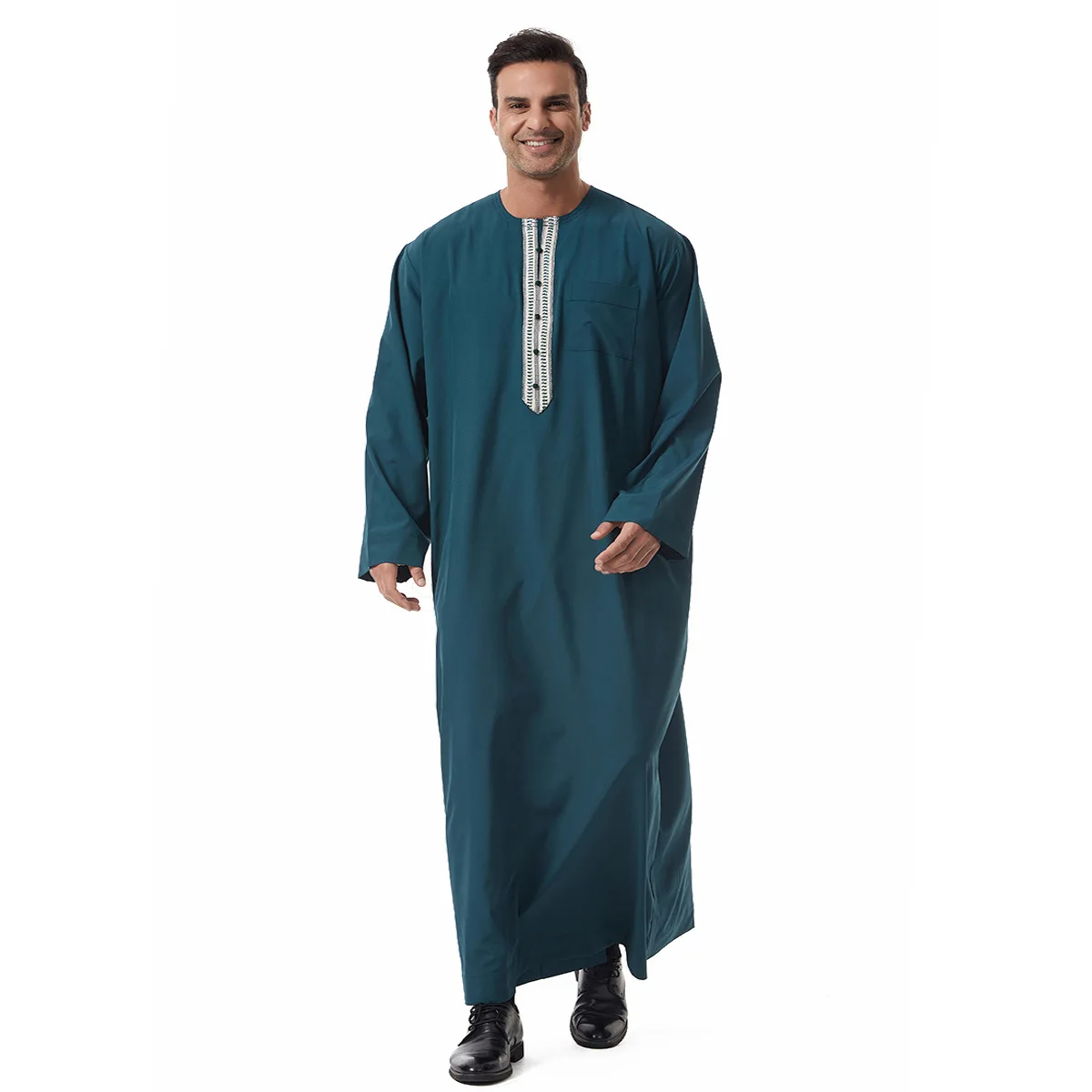 

Muslim Robe Arab Ethnic Long Sleeve Embroidery Casual Men Abaya Jubba Thobe Eid Djellaba Saudi Arabic Daffah Dishdasha Kaftan