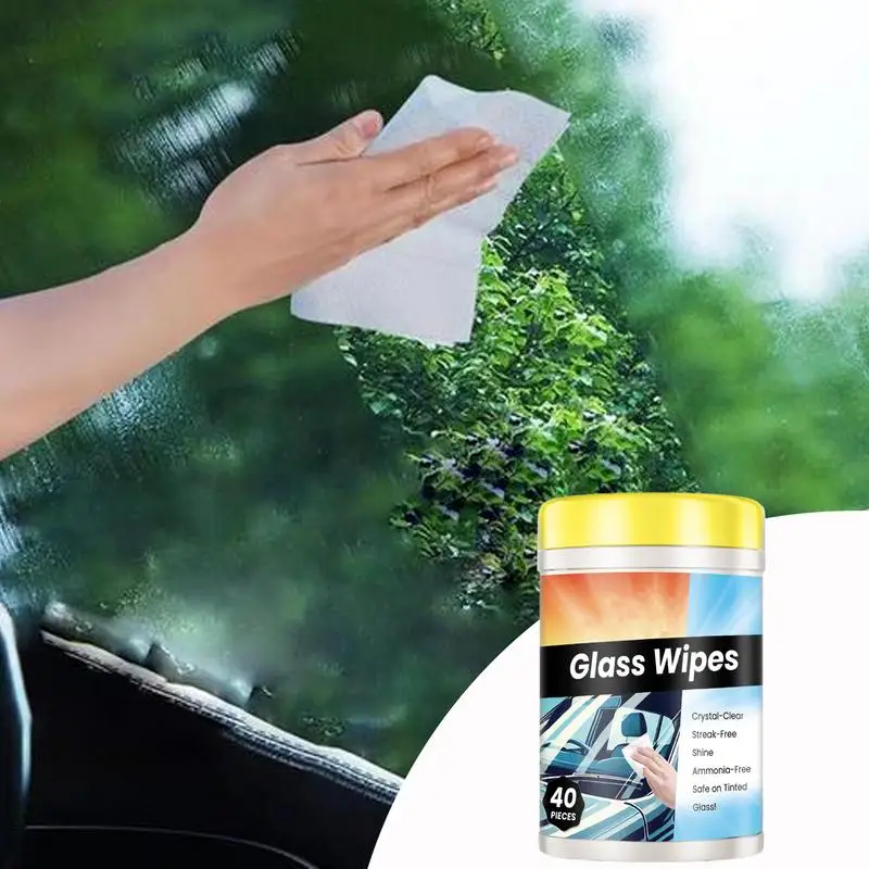 

Windshield Cleaning Towels Wipes 40 Sheets Anti-fog Vehicle Window Decontamination Wipes Window Decontamination Wet Towel For