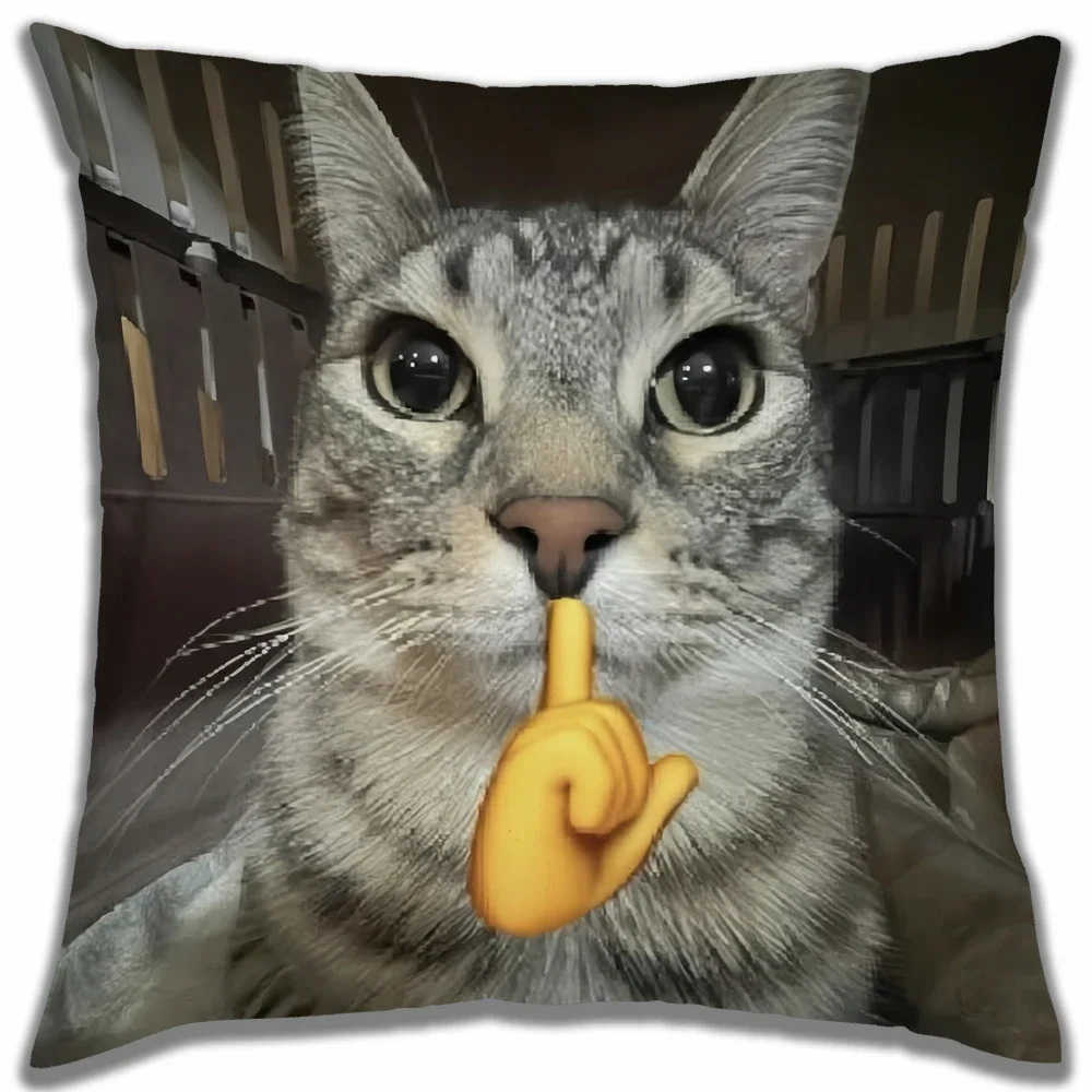Dread Cat Meme cushion cover soft cat funny Pillow Case for Sofa meme Living Room Home office decoror and Protective Covers 1PC