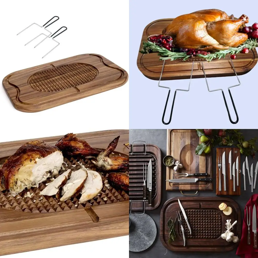 

Доска для резьбы по дереву акации на День благодарения с пазом для сока и подъемником для индейки, вмещает мясо до 22 фунтов