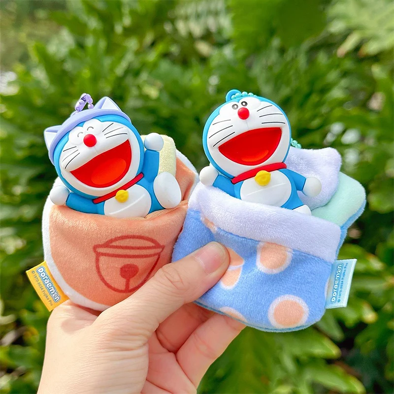 Anime Cartoon Doraemon Quilt Doll Keychain Pendant Cute New Plush Backpack Accessories Desktop Small Ornament Holiday Gift