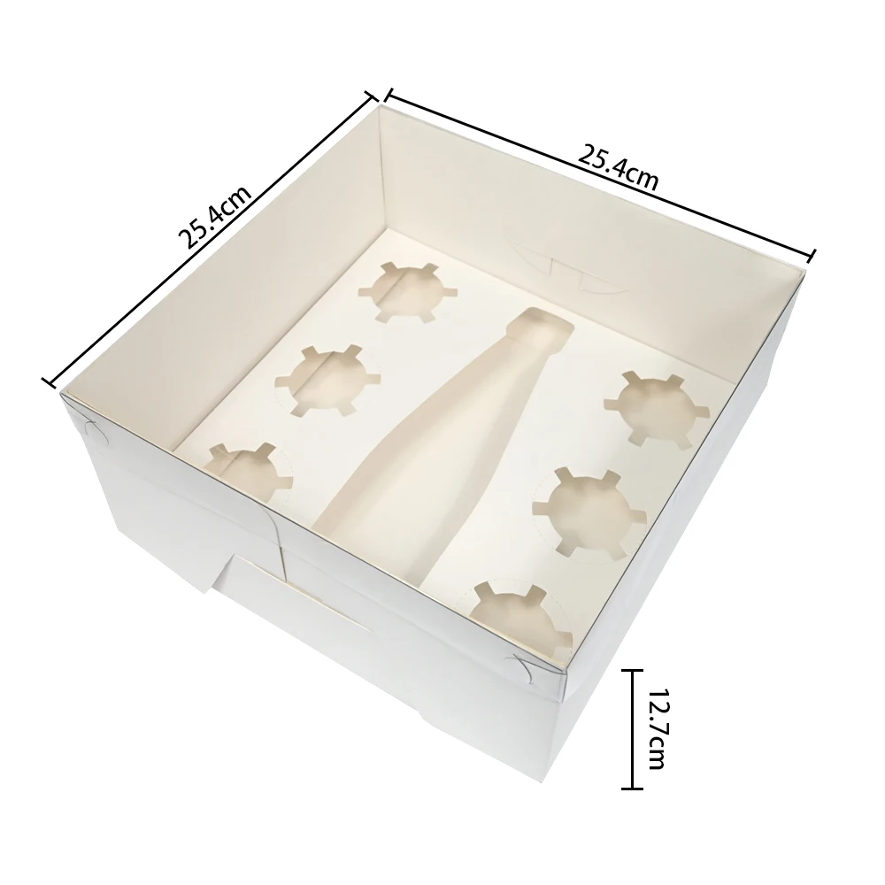 5pcs White Cupcake Boxes  5 Cavities Paper Merry Christmas Mousse cake/Chocolate Gift Box Clear Window Packaging Bag