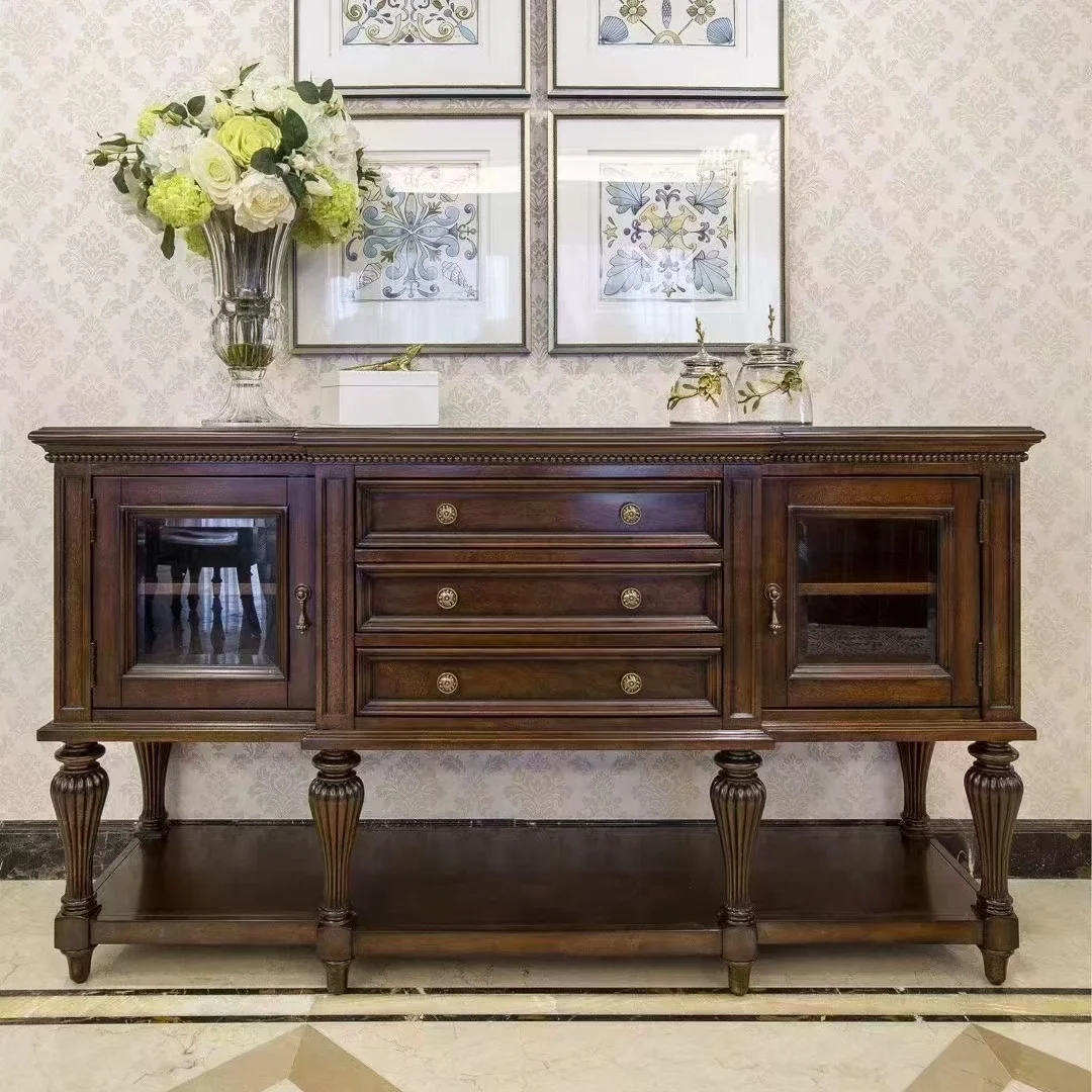 

North American Charleston American Vintage Side Cabinet Solid Wood Entrance Cabinet Living Room Decoration Cabinet Entry Entranc